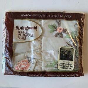Vintage Springmaid 1970s Coquette Ruffle Floral 1 Pillow Case Sham NIP